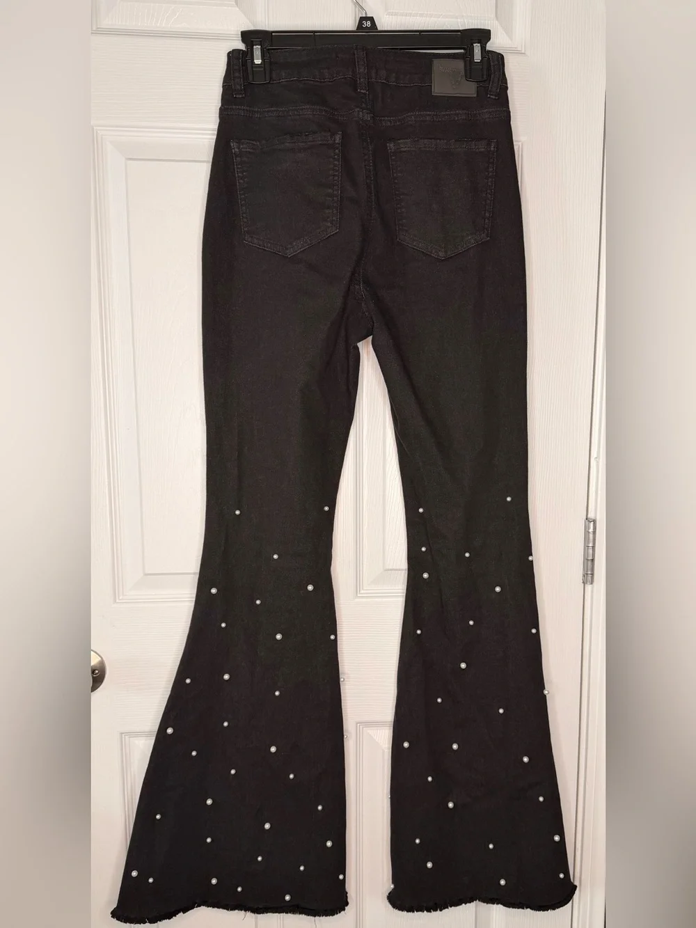 L&B High Rise Flare Jeans -Black with Gold Stitching